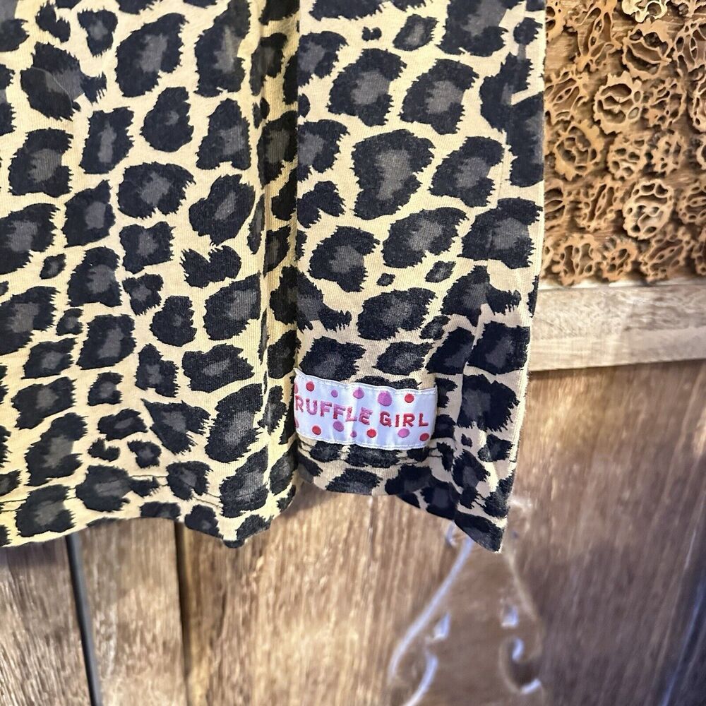 Ruffle Girl Leopard Dress 12/14 Girls Large C2 - Picture 3 of 6